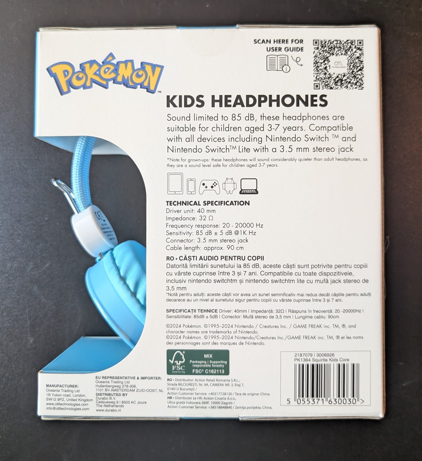 Pokemon - Kinderkopfhörer - Schiggy - Neu & OVP